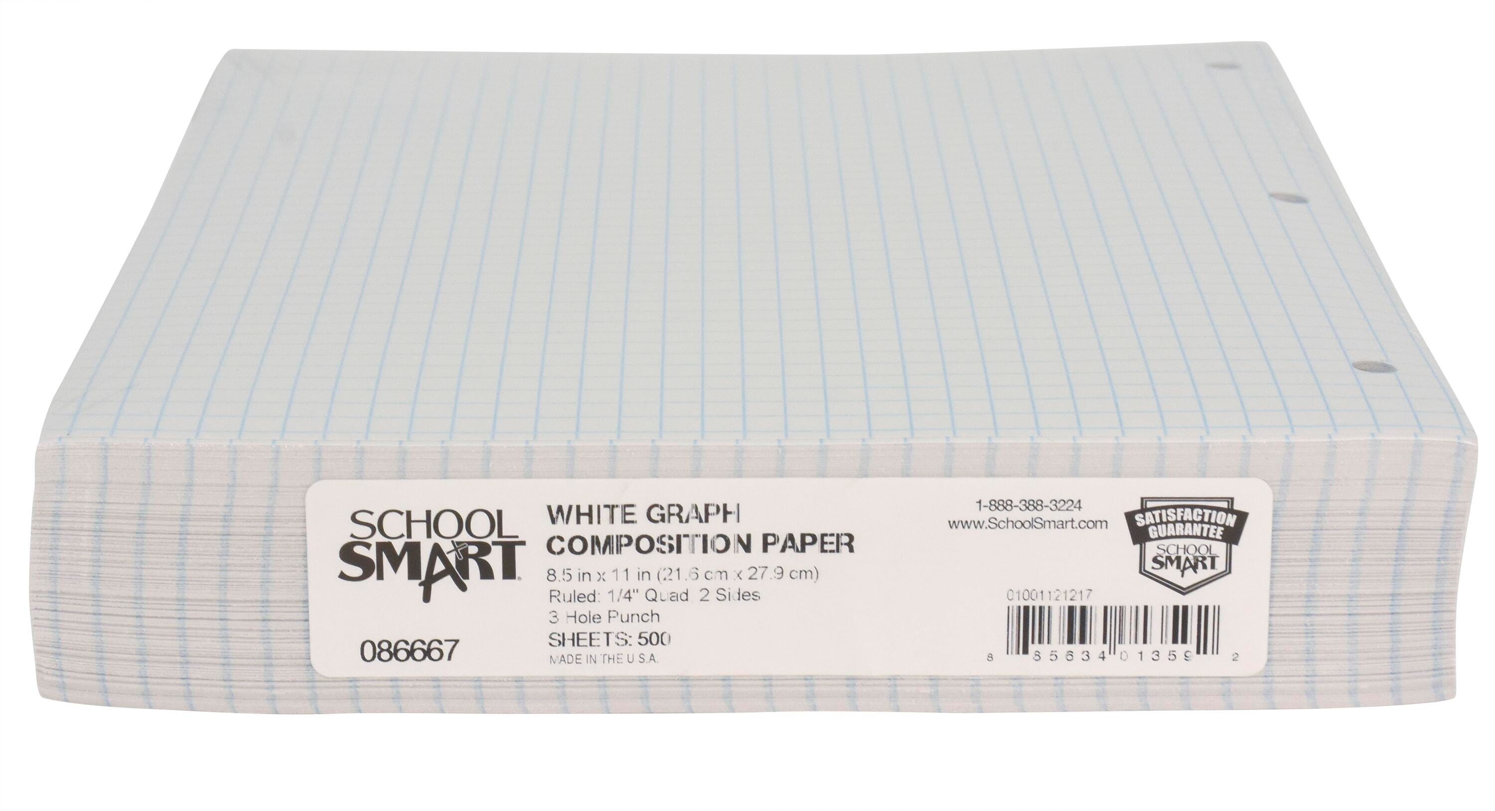 School Smart Graph Grid Paper, 3-Hole Punched, Letter Size, Pack